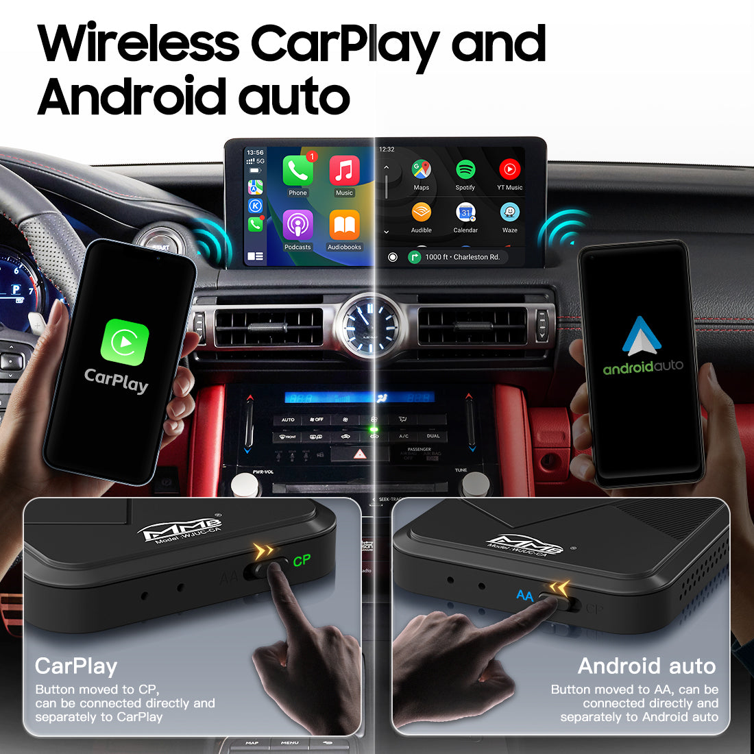 Wireless CarPlay Android Auto Adapter,Factory Wired Convert Wireless CarPlay Android Auto,Plug and Play Secondary image