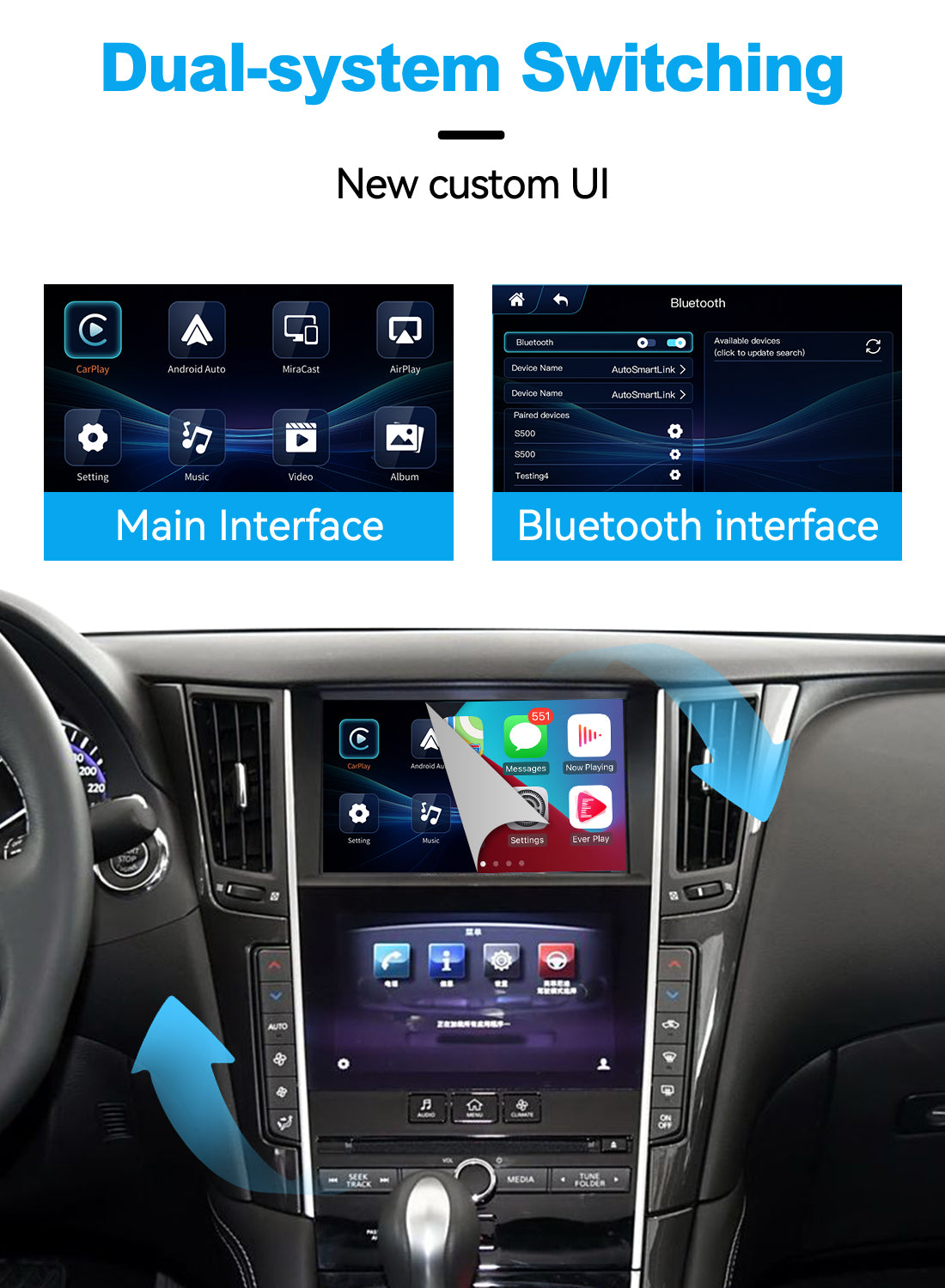 (WZIN-1) New Joyeauto Carplay Module Retrofit for 2015-2019 Infiniti Q50 Q60 Q50L QX50 WiFi Wireless Apple CarPlay AirPlay Android Auto Main image