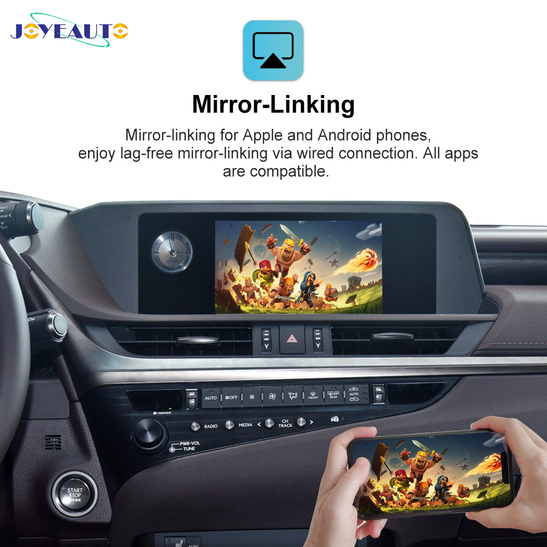 (WJLX-1) JoyeAuto Wireless Apple CarPlay Android Auto Interface for 2016-2020 Lexus ES/NX/RX/UX with touch panel