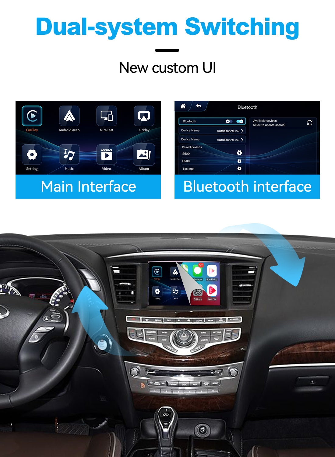 (WZIN-2) New JoyeAuto Carplay Module Retrofit for 2015-2019 Infiniti QX60 Q70 QX70 WiFi Wireless Apple CarPlay AirPlay Android Auto Interface Secondary image