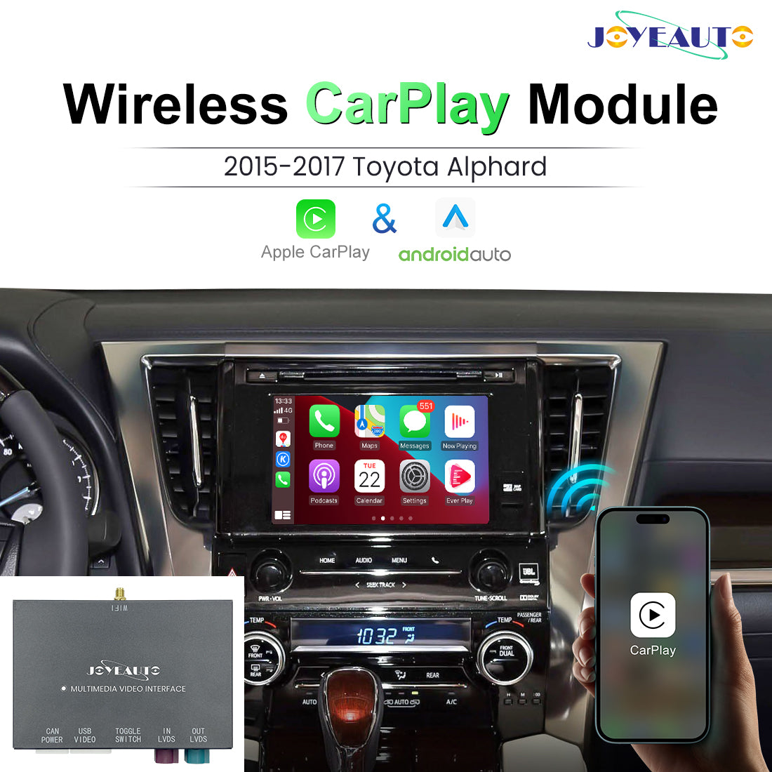 Upgrade 2015 - 2017 Toyota Alphard Sienna Wireless Apple CarPlay Android Auto Retrofit Module Main image