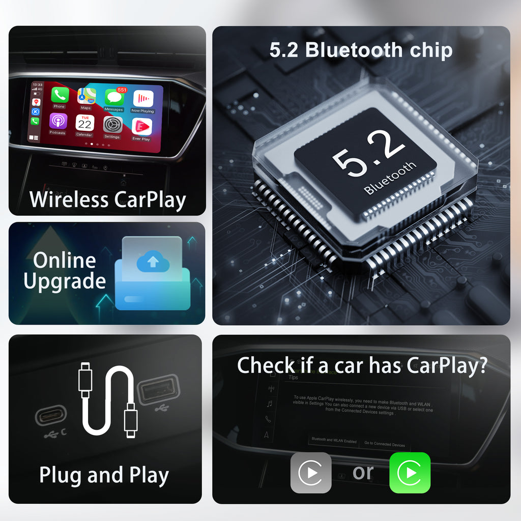 W4U Wireless CarPlay Adapter,Factory Wired Convert Wireless CarPlay,Plug and Play