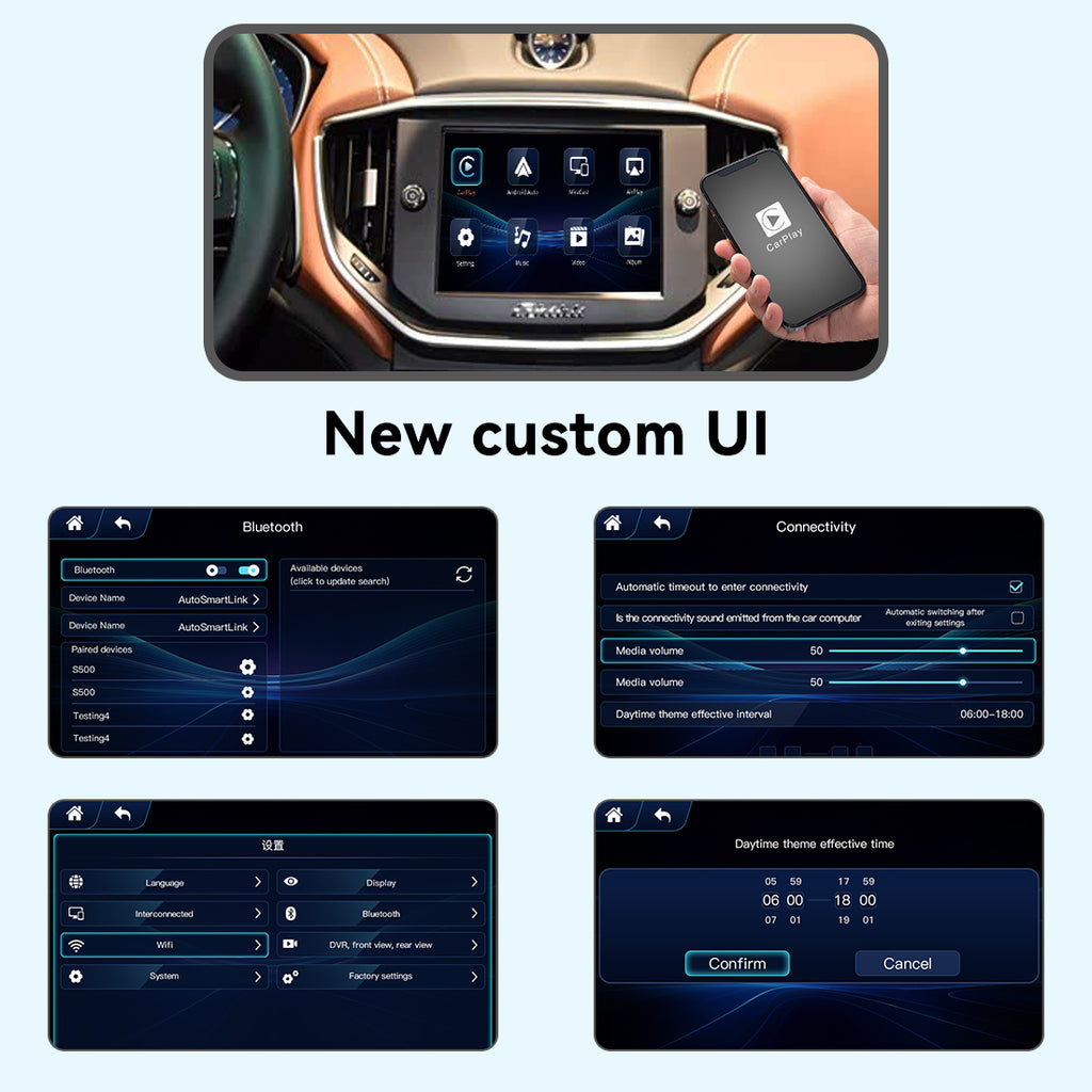 (WZMA-1) Joyeauto WiFi Wireless Apple CarPlay Android Auto Upgrade for Maserati Quattroporte Ghibli 2014-2017MY with Rear Camera