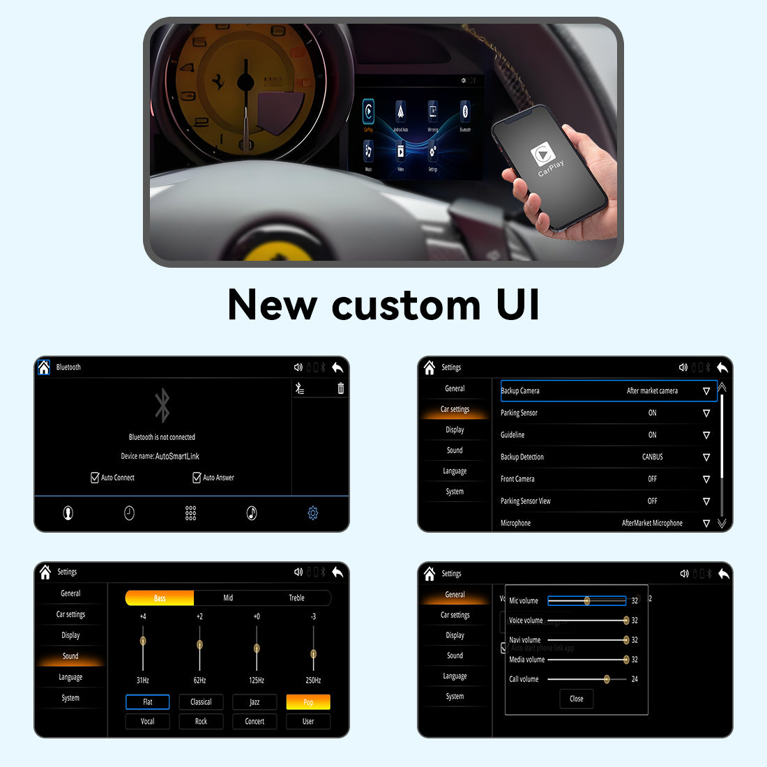 (WZFR-3)JoyeAuto Wireless Apple Carplay AirPlay Android Auto Mirror-Link Interface for Ferrari 488 F12 Plug and Play Secondary image