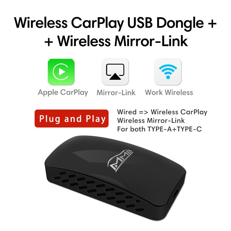(WJUC-1)USB Wireless Apple CarPlay Dongle PLUS Wireless Mirror Link for the vehicles with Factory CarPlay - TYPE-C Main image