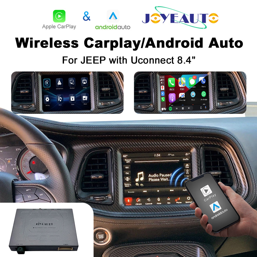 (WZJP-1) JoyeAuto Wireless Apple Carplay AirPlay Android Auto Interface for JEEP Cherokee Grand Cherokee Uconnect 8.4 Plug and Play