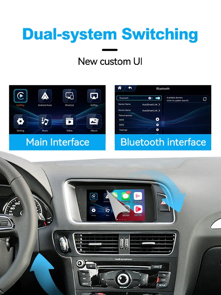 (WZAU-1) New Joyeauto Audi A4 A5 Q5 b8 without MMI Concert Symphony WIFI Wireless Apple CarPlay AirPlay Android Auto Retrofit - MMB Auto