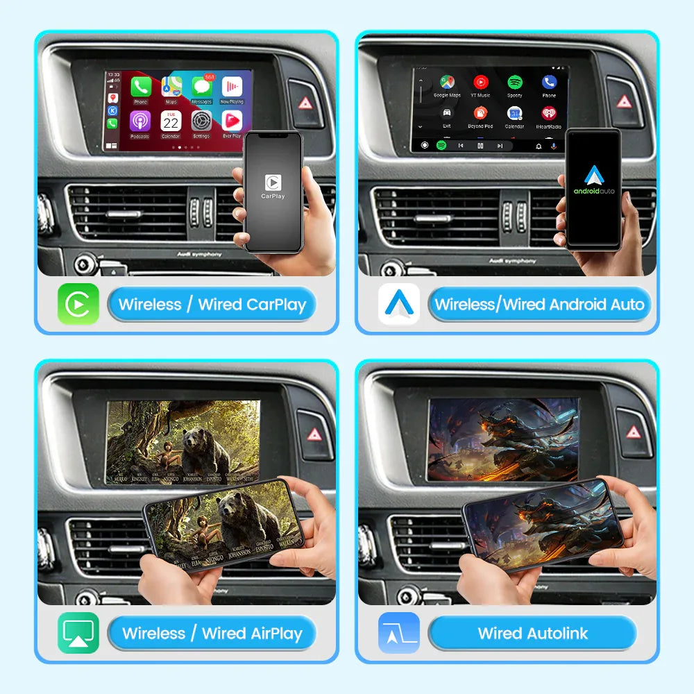 (WZAU-1) New Joyeauto Audi A4 A5 Q5 b8 without MMI Concert Symphony WIFI Wireless Apple CarPlay AirPlay Android Auto Retrofit - MMB Auto