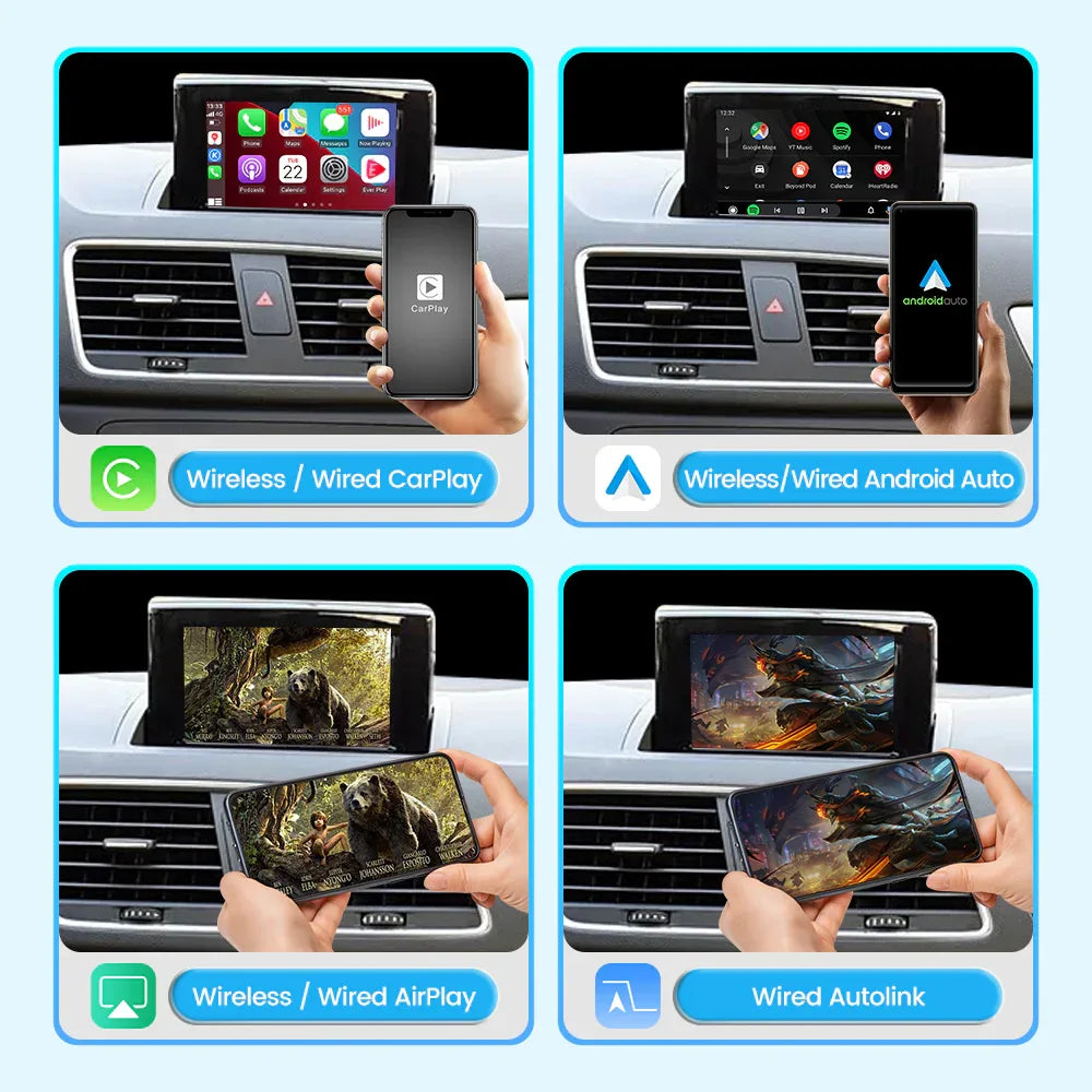 (WZAU-3) Joyeauto Audi A1 Q3 RMC MMI 2G 3G Wireless Apple CarPlay Android Auto iOS AirPlay Retrofit - MMB Auto