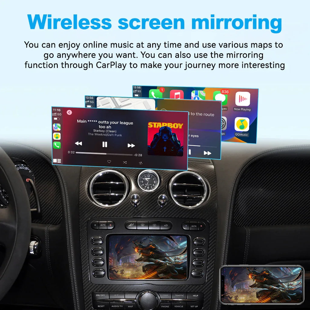 (WZBT-0) JoyeAuto Wireless Apple Carplay AirPlay Android Auto Interface for 2004-2011 Bentley Continental Flying Spur Support Touchscreen Mirror-link Plug and Play - MMB Auto