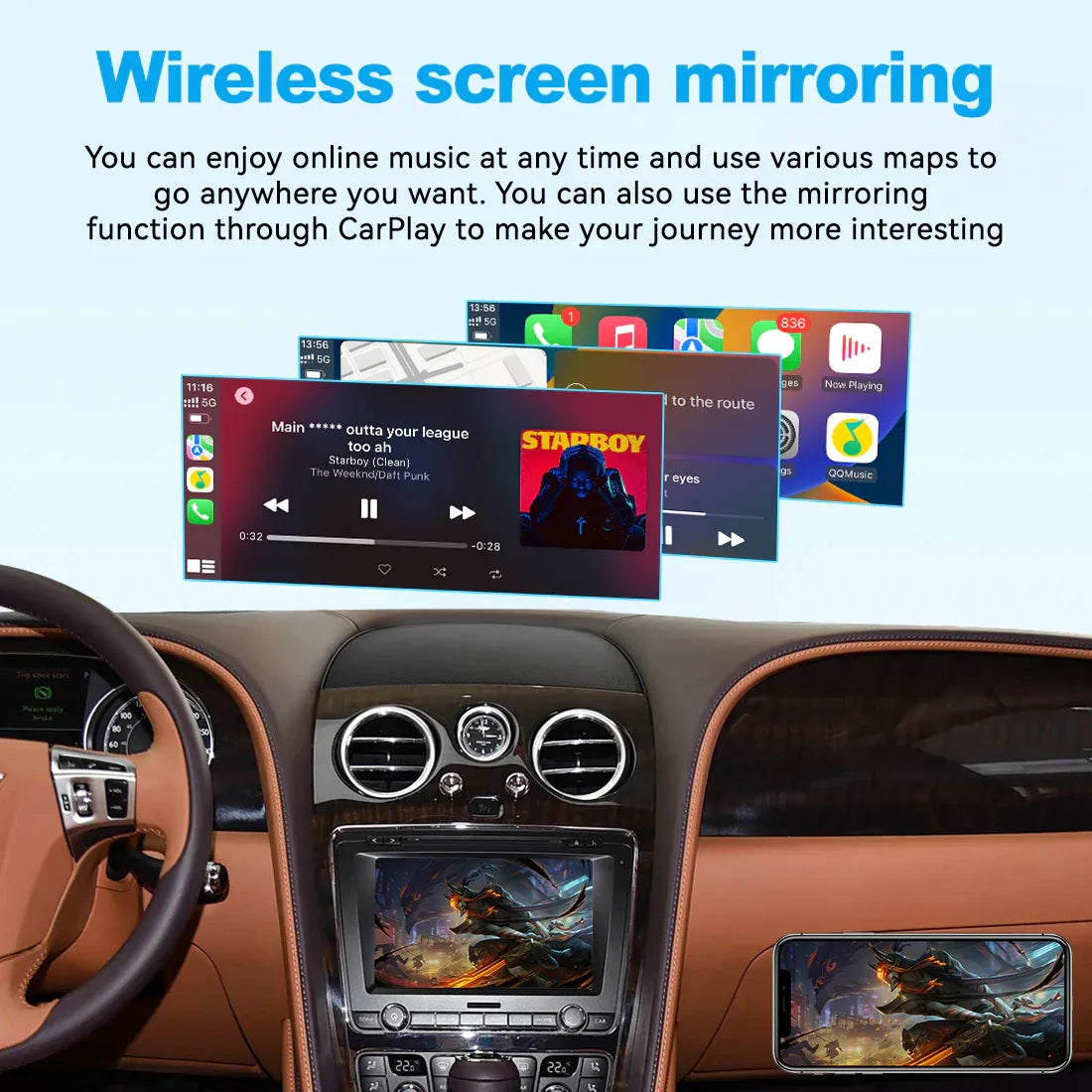 (WZBT-1) JoyeAuto Wireless Apple Carplay AirPlay Android Auto Interface for 2012-2017 Bentley Continental Flying Spur Mirror-link Plug and Play - MMB Auto