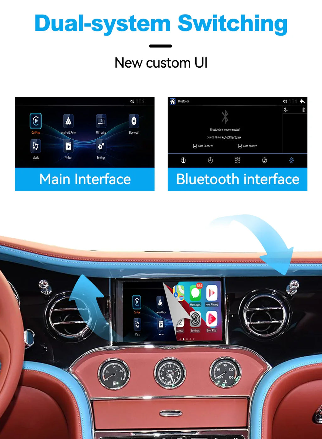 (WZBT-2) JoyeAuto Wireless Apple Carplay AirPlay Android Auto Interface for 2011-2020 Bentley Mulsanne Mirror-link Plug and Play - MMB Auto