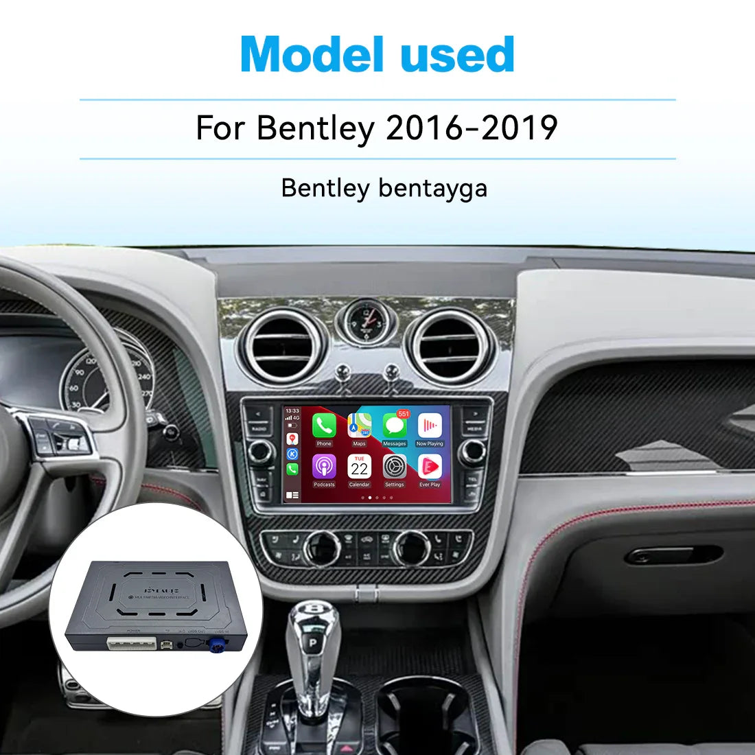 (WZBT-3) JoyeAuto Wireless Apple Carplay AirPlay Android Auto Interface for 2016-2019 Bentley Bentayga Mirror-link Plug and Play - MMB Auto