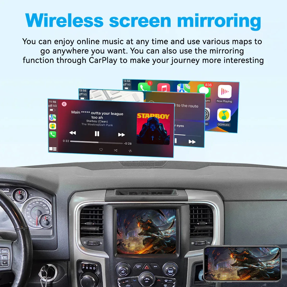 (WZDG-1) New JoyeAuto Dodge Uconnect8.4 Carplay Module Retrofit for Ram Viper Challenger Charger WiFi Wireless Apple CarPlay AirPlay Android Auto Interface Secondary image