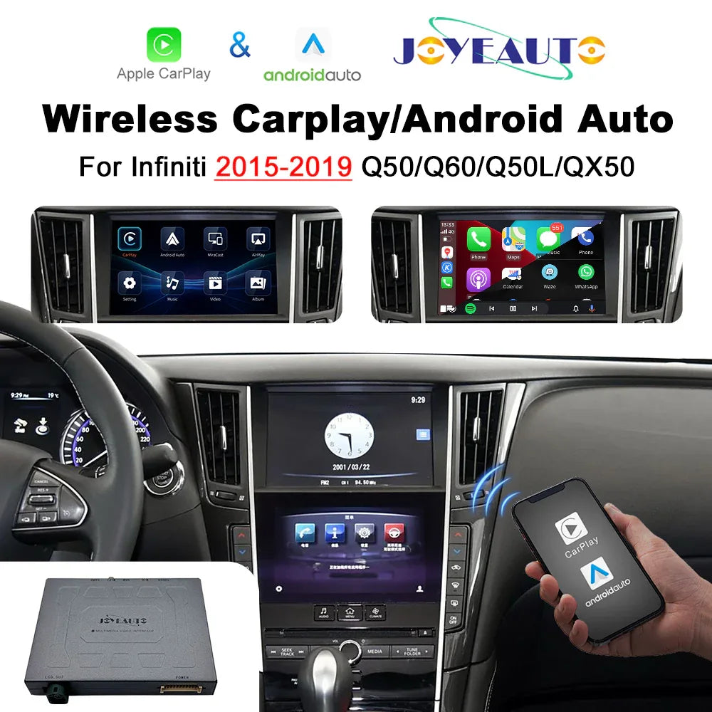 (WZIN-1) New Joyeauto Carplay Module Retrofit for 2015-2019 Infiniti Q50 Q60 Q50L QX50 WiFi Wireless Apple CarPlay AirPlay Android Auto - MMB Auto Main image