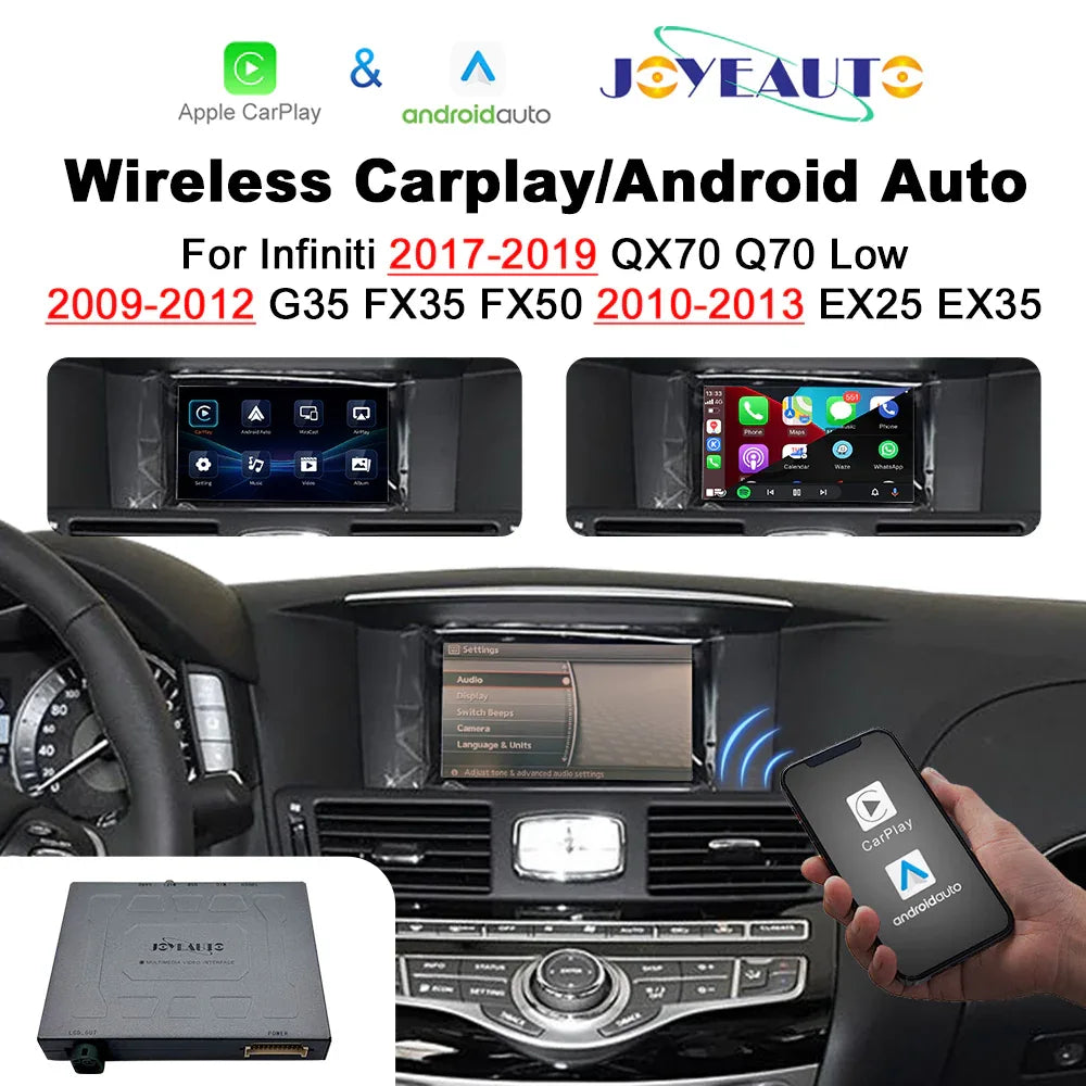 (WZIN-3) New JoyeAuto Carplay Module Retrofit for Infiniti QX70 Q70 EX25 G35 FX35 FX50 EX35 WiFi Wireless Apple CarPlay AirPlay Android Auto Interface - MMB Auto Main image