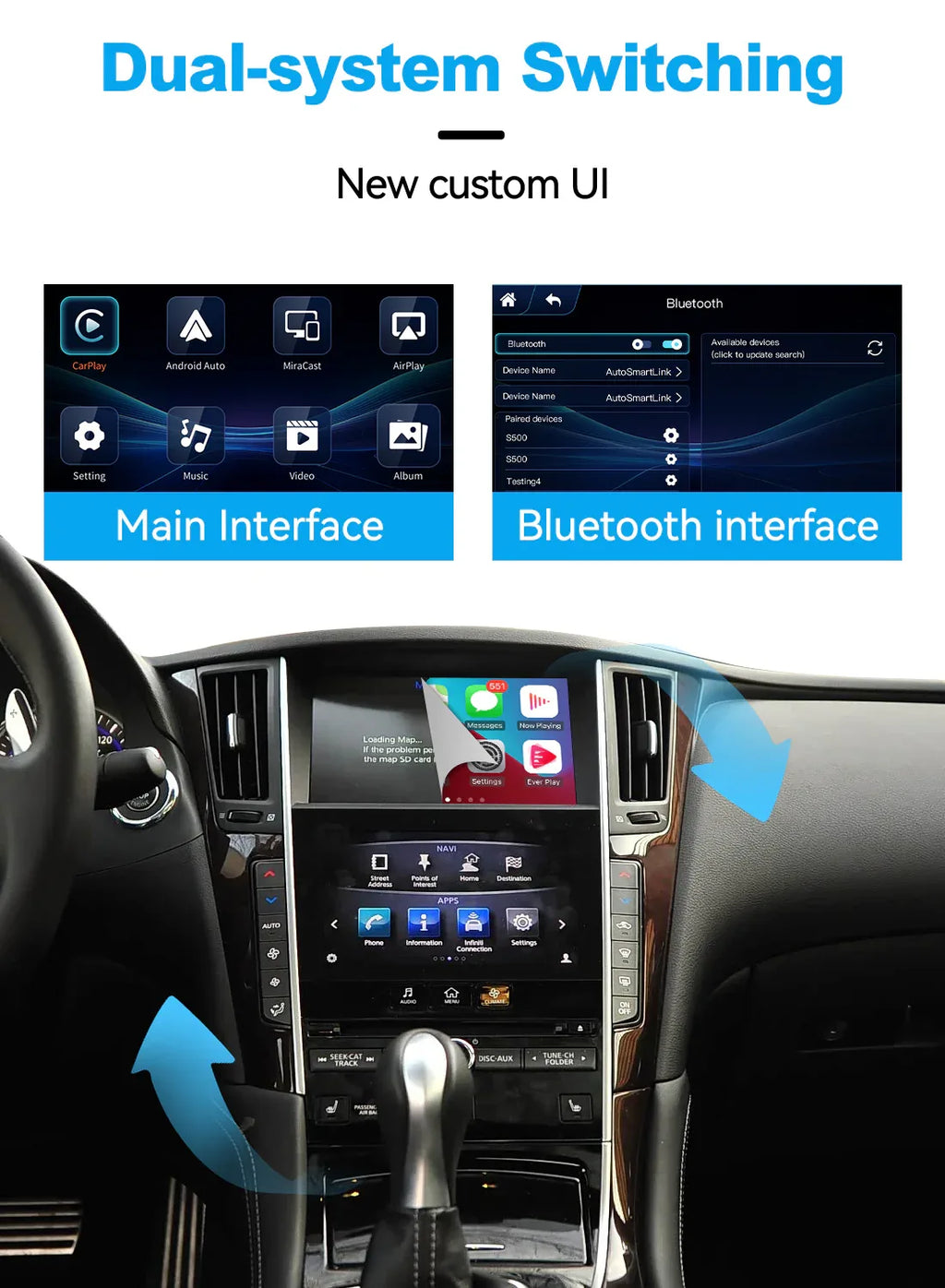 (WZIN-4) New JoyeAuto Carplay Module Retrofit for 2013-2015 Infiniti Q50 Q60 Q50L WiFi Wireless Apple CarPlay AirPlay Android Auto Interface - MMB Auto