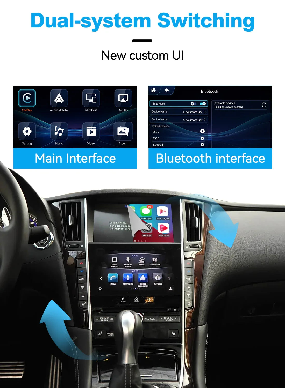 (WZIN-4) New JoyeAuto Carplay Module Retrofit for 2013-2015 Infiniti Q50 Q60 Q50L WiFi Wireless Apple CarPlay AirPlay Android Auto Interface - MMB Auto