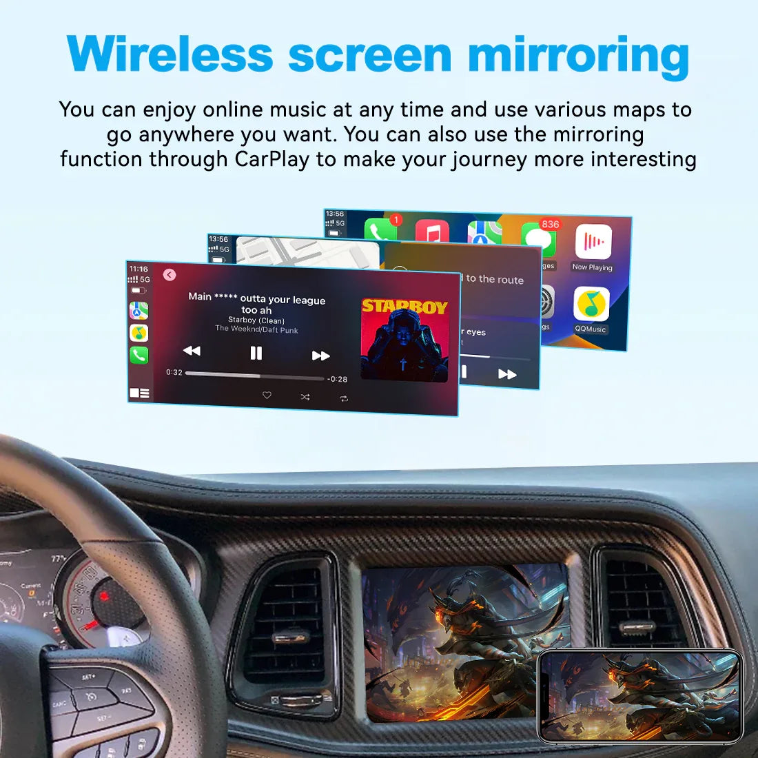 (WZJP-1) JoyeAuto Wireless Apple Carplay AirPlay Android Auto Interface for JEEP Cherokee Grand Cherokee Uconnect 8.4 Plug and Play - MMB Auto