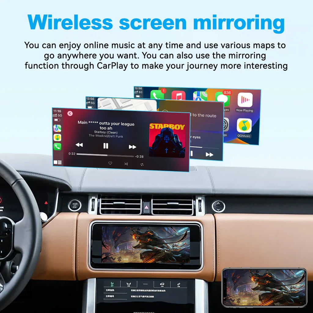 (WZLR-4) New JoyeAuto Wireless Apple Carplay AirPlay Android Auto Interface for 2016-2020 Land Rover Range Rover Evoque Freelander Discovery 4 XF XJ T-Type Jaguar 10.1 inch Harman Head Unit - MMB Auto
