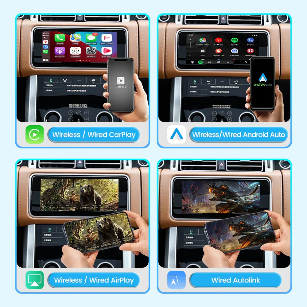(WZLR-4) New JoyeAuto Wireless Apple Carplay AirPlay Android Auto Interface for 2016-2020 Land Rover Range Rover Evoque Freelander Discovery 4 XF XJ T-Type Jaguar 10.1 inch Harman Head Unit - MMB Auto