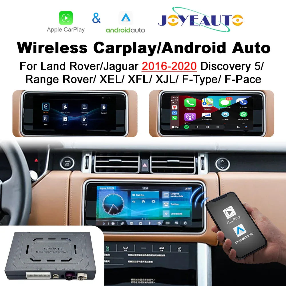 (WZLR-4) New JoyeAuto Wireless Apple Carplay AirPlay Android Auto Interface for 2016-2020 Land Rover Range Rover Evoque Freelander Discovery 4 XF XJ T-Type Jaguar 10.1 inch Harman Head Unit - MMB Auto