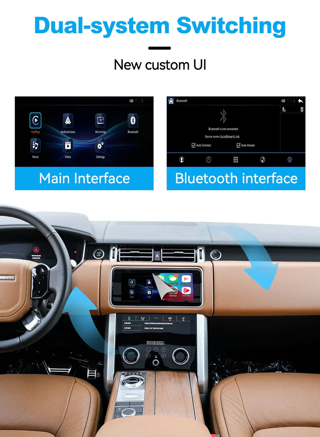 (WZLR-4) New JoyeAuto Wireless Apple Carplay AirPlay Android Auto Interface for 2016-2020 Land Rover Range Rover Evoque Freelander Discovery 4 XF XJ T-Type Jaguar 10.1 inch Harman Head Unit - MMB Auto