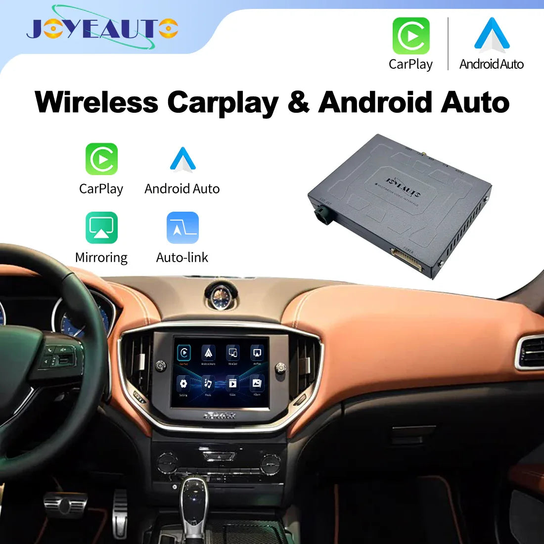 (WZMA-1) Joyeauto WiFi Wireless Apple CarPlay Android Auto Upgrade for Maserati Quattroporte Ghibli 2014-2017MY with Rear Camera - MMB Auto