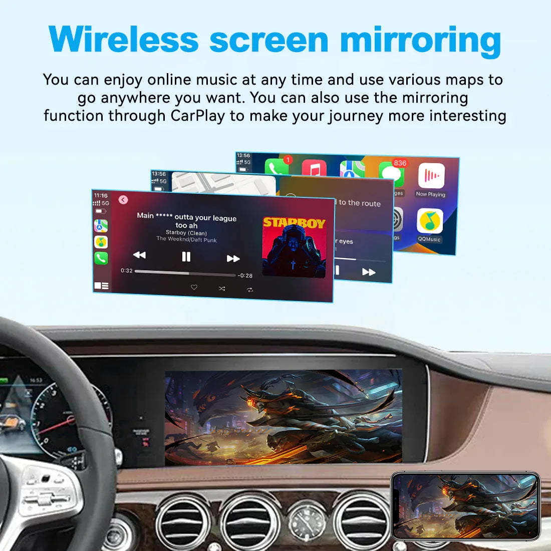 (WZME-4) Joyeauto Mercedes-Benz NTG5.5 2016-2020 AMG C E S Class w206 w212 w222 WiFi Wireless Apple CarPlay AirPlay Android auto Hicar Interface - MMB Auto