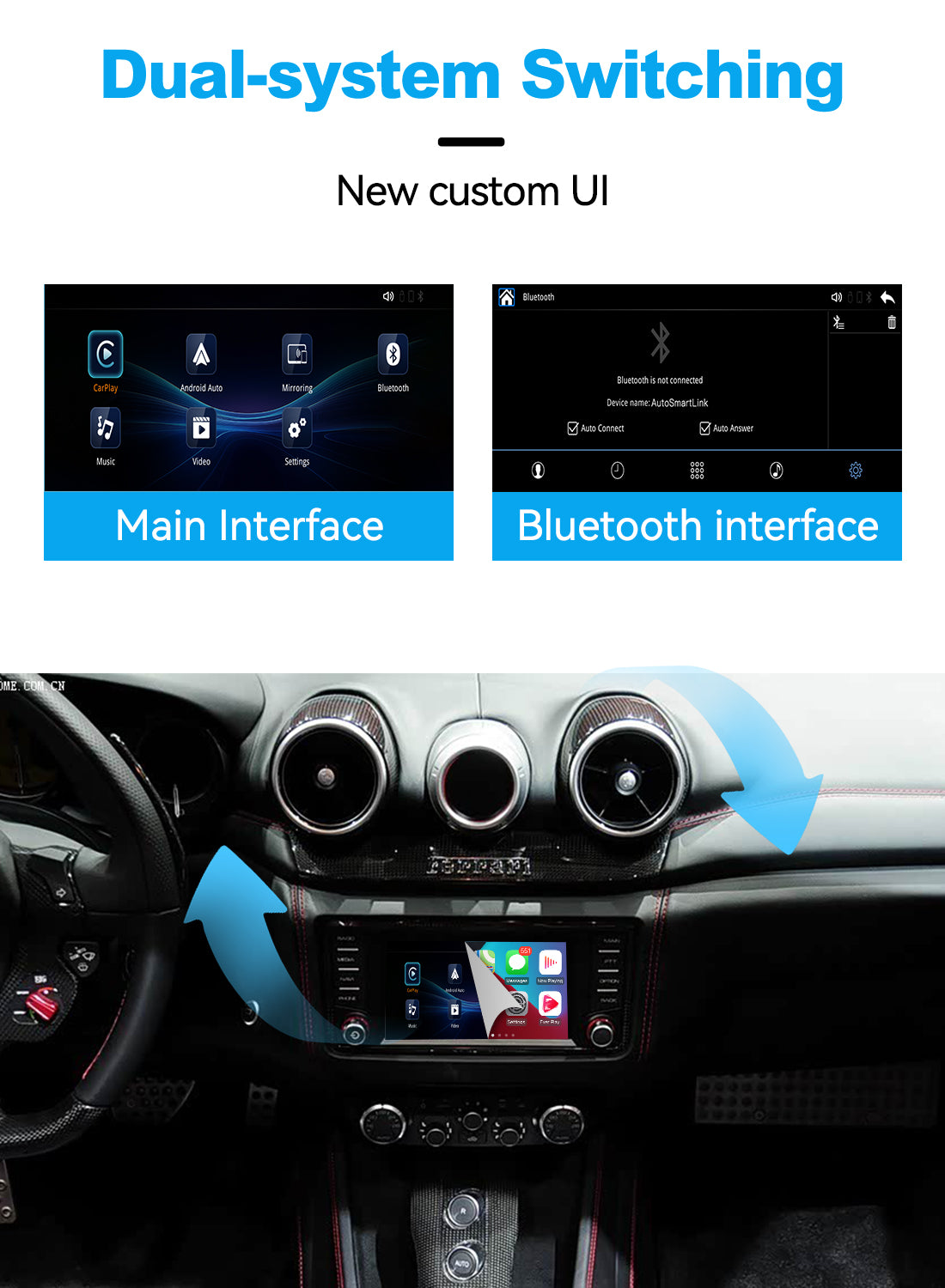(WZFR-1)JoyeAuto Wireless Apple Carplay AirPlay Android Auto Mirror-Link Interface for 2015-2018 Ferrari California T Plug and Play Main image