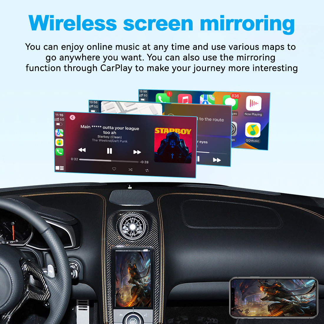 (WZML-1)JoyeAuto Wireless Apple Carplay AirPlay Android Auto Mirror-Link Interface for McLaren 12C 650S 625C 675LT 570S 540C 600LT Plug and Play