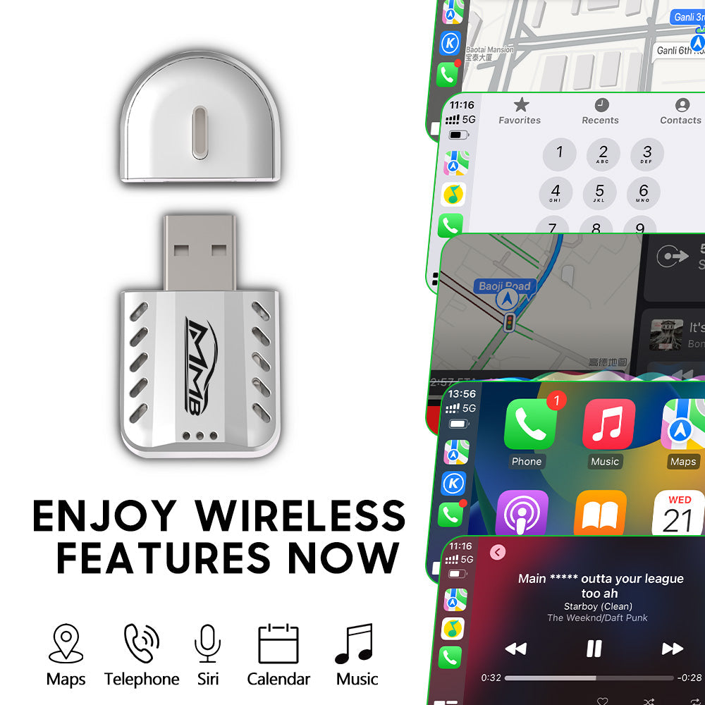MMB Mini 2.0 Wired to Wireless Bluetooth WiFi CarPlay Adapter - MMB Auto