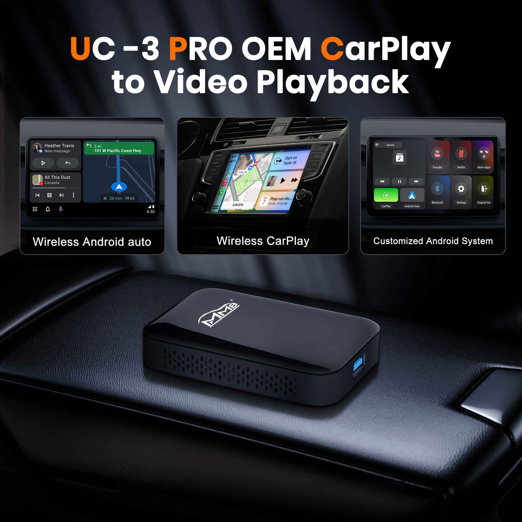 MMB TV Box 2+8G Wireless Carplay And Android Auto Adapter With Built-in Netflix/YouTube Secondary image