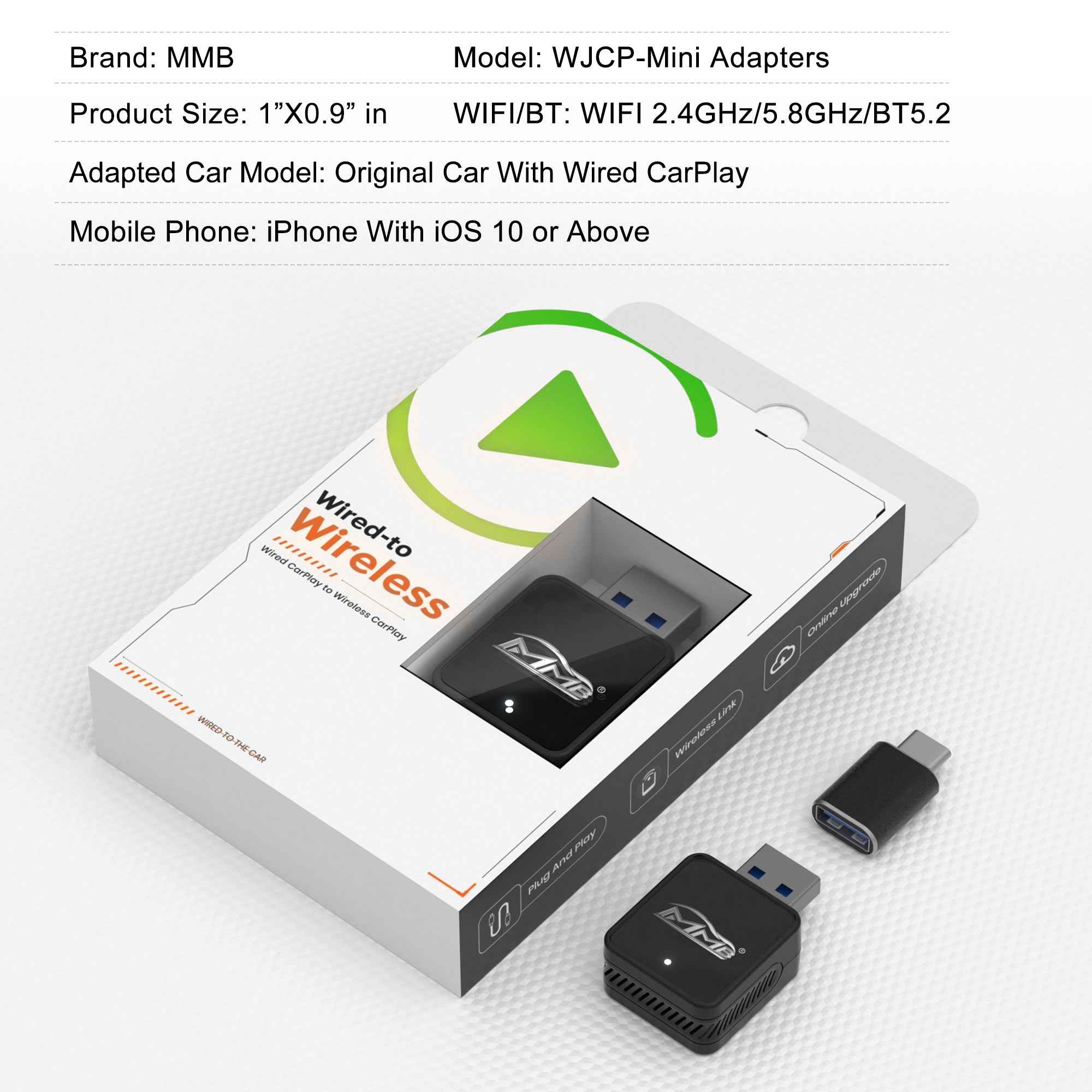 MMB Mini Wired to Wireless Bluetooth WiFi Carplay Adapter - MMB Auto